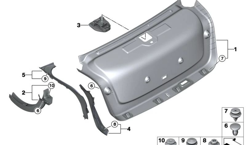 Rear tailgate left light trim for BMW G70 (OEM 51499466975). Original BMW