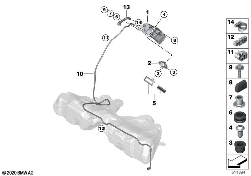 Aktivkarbonfilter für BMW F07, F10, F12, F13, F07N, F12N, F13N (OEM 16137245541). Original BMW