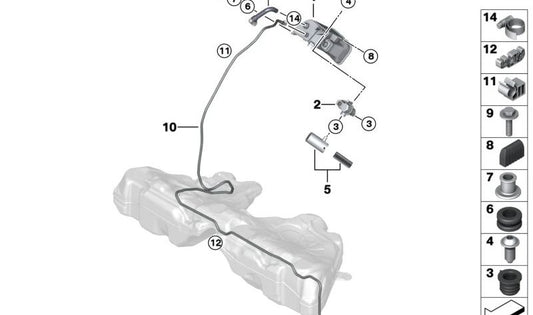 Fleu sur le carburant OEM 16137228334 pour la série BMW 5 (F07, F10), x3 (F25). BMW d'origine.