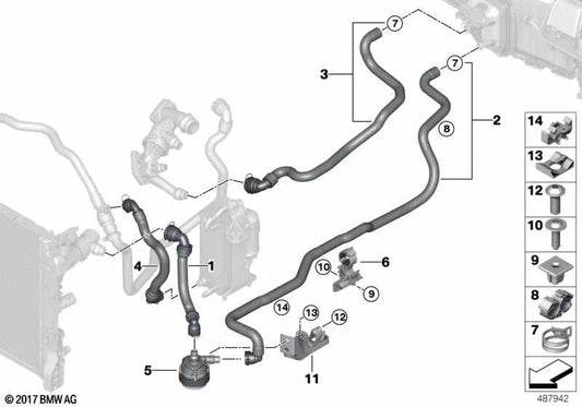 Rückkehrkältemittelschlauch für BMW G30, G31, G38, G11, G12 (OEM 64219299624). Original BMW