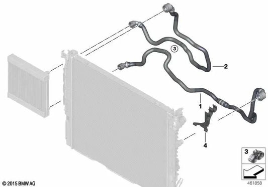 Mangueira de radiador de refrigerante para BMW G30, G30N Series 5 G11N, G12N Series 7 (OEM 17129487612). BMW original.