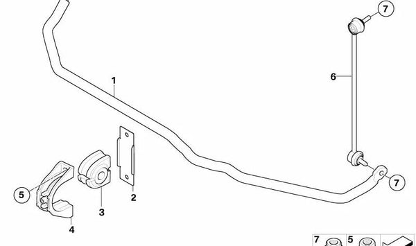 Soporte de barra estabilizadora OEM 31356771132 para BMW E65, E66. Original BMW.
