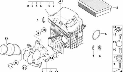 Silenciador de admisión de aire derecho OEM 13717580634 para BMW E65, E66. Original BMW.