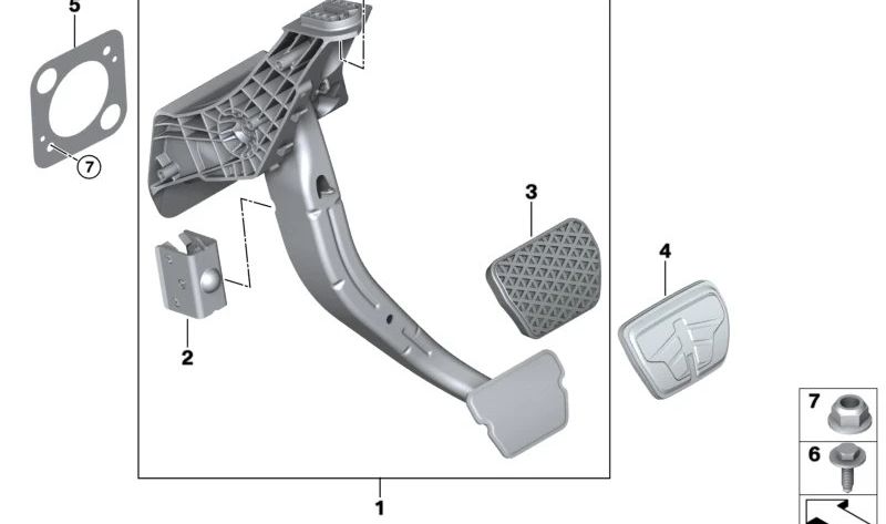 Pedal de freno completo OEM 35006896512 para BMW G80, G81, G82, G83, G26, G60, G61, G68, G90, G70, G45. Original BMW.