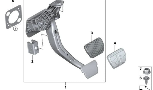 Pedal de freno completo OEM 35006896512 para BMW G80, G81, G82, G83, G26, G60, G61, G68, G90, G70, G45. Original BMW.