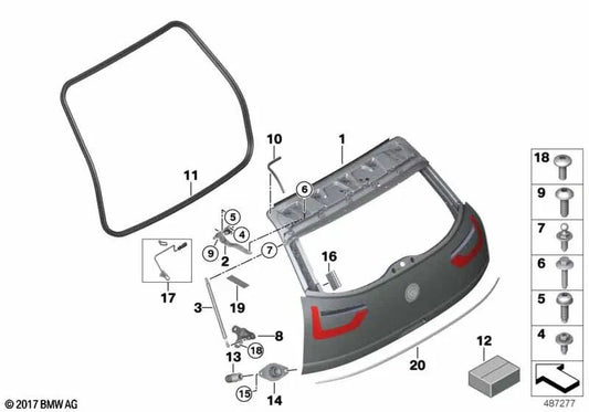 Muffler for BMW I01, I01N (OEM 51007390977). Genuine BMW.