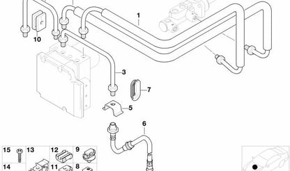 OEM -Bremsschlauch 34326772492 für BMW E21, E30, E36, E12, E60, E61, E24, E63, E64, Z1, Z3. Original BMW.