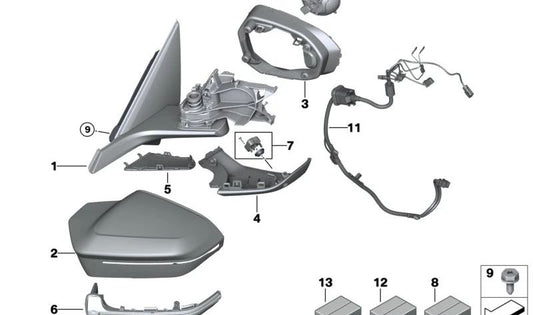 Cableado puerta copiloto OEM 51169451962 para BMW Serie 7 G70. Arnés original para instalación eléctrica del retrovisor del lado del acompañante. Compatible solo con BMW G70. Producto original BMW.