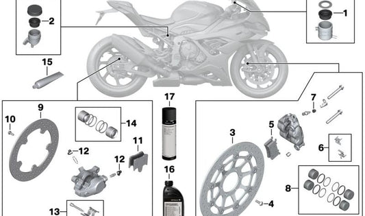 Juego de pastillas de freno trasero OEM 34211542313 para motos BMW M 1000 RR K66 (2020-2025). Original BMW Motorrad.