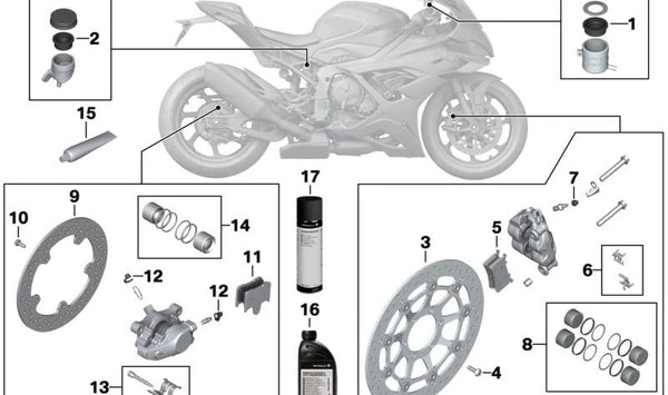 Juego de piezas de fijación OEM 34211542314 para BMW M 1000 RR (K66) 2020-2025. Original BMW Motorrad.