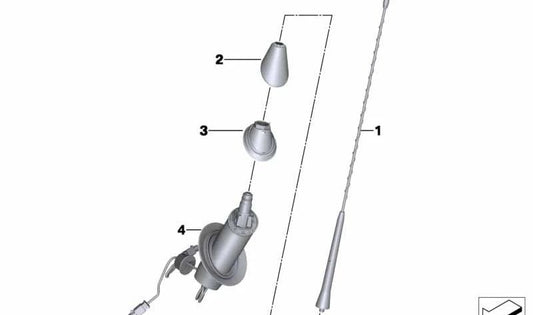 Base de antena OEM 65209140245 para BMW Z4 E89. Repuesto original BMW.