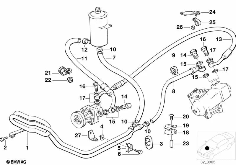 Tube de pression pour la série BMW 5 E34 (OEM 32411134480). BMW d'origine