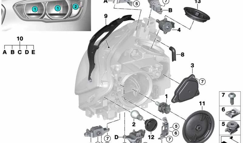 Portal mouth of intermittent OEM 63126916102 for BMW F20, F21, F30, F31, E60, E61, E65, E66, E53. Original BMW.