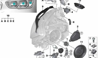 Portal mouth of intermittent OEM 63126916102 for BMW F20, F21, F30, F31, E60, E61, E65, E66, E53. Original BMW.