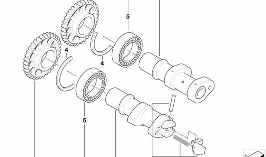 Árbol de levas de admisión OEM 11317706970 para motos BMW G 450X (K16). Original BMW Motorrad.