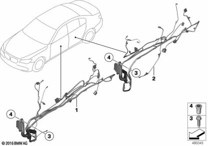 Mazo de cables puerta lado conductor OEM 61129302929 para BMW Serie 7 F01, F02 (05/2011-05/2015). Original BMW.
