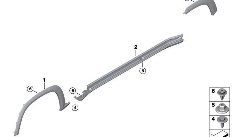Moldura de paso de rueda delantero derecho OEM 51779450914 para BMW G09. Original BMW.