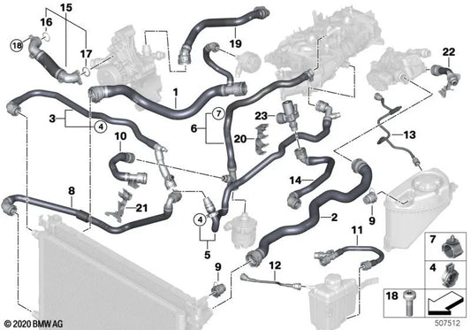 Kältemittel -Return -Rohr für BMW G30N, G31N, G32N (OEM 17129485203). Original BMW