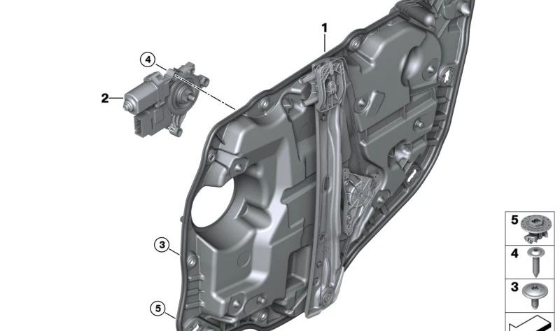 Elevalunas sin motor trasero derecho OEM 51358499444 para BMW G28. Original BMW.
