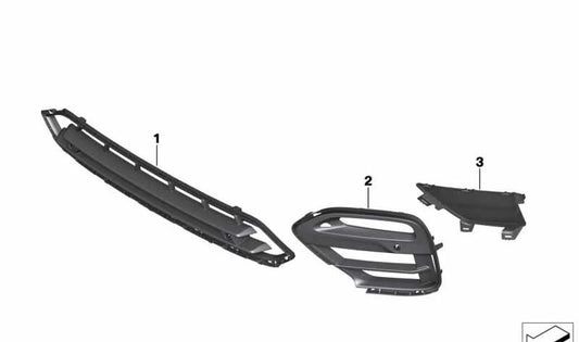 Links offenes Seitenraster mit PDC für BMW G02 (OEM 51117463827). Original BMW