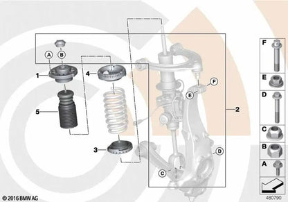 Soporte para BMW Serie 5 F10, F18, F18N, Serie 6 F06, F06N (OEM 31306795083). Original BMW
