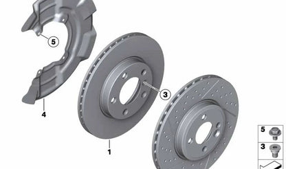 Chapa protectora de freno delantera izquierda OEM 34116754927 para MINI R50, R53, Cabrio R52. Original MINI.