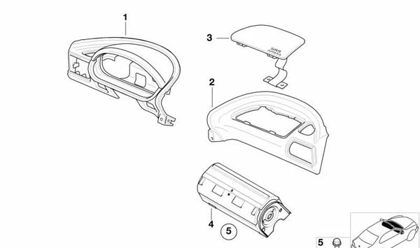 Revestimiento superior de tablero en cuero OEM 51458401573 para BMW E36 y Z3. Original BMW.