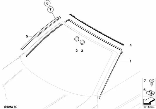 Paramento columna A izquierdo OEM 51717894359 para BMW Serie 3 E46 (316i, 318i) en negro brillante. Original BMW.