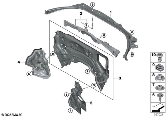 In basso il pannello frontale destro per BMW 7 G12, G12N, G70 (OEM 51717347028). BMW originale