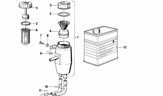 Válvula de freno con interruptor de advertencia OEM 34321122045 para BMW E12, E24, E23. Original BMW.
