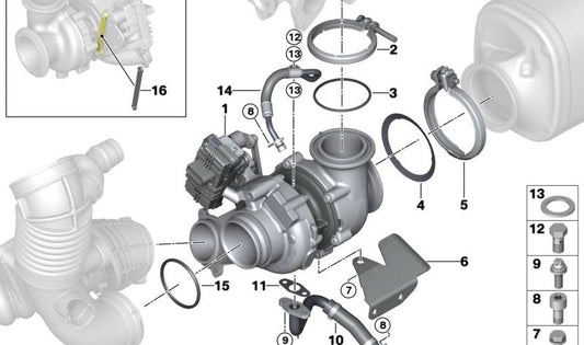 Kit reparación bieleta estabilizadora OEM 11659888488 para BMW G20, G20N, G21, G30, G30N, G31, G32, G32N, G11, G11N, G12, G12N, G01, G01N, G02, G02N, G05, G06, G07. Original BMW.