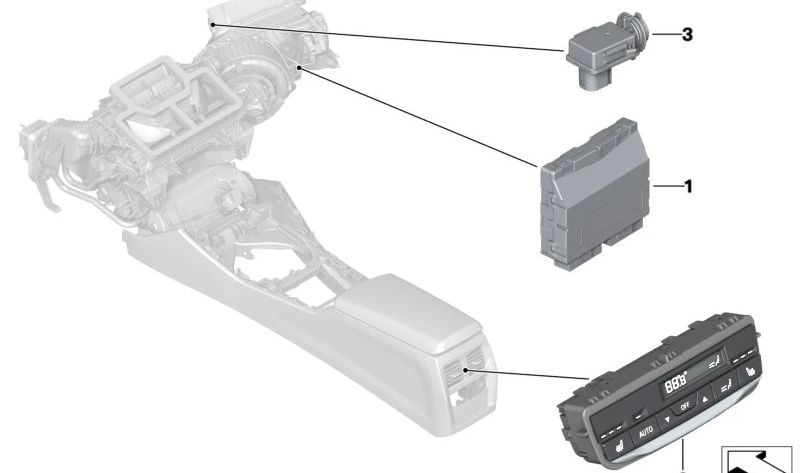 Módulo control clima trasero OEM 61315A3BBF4 para BMW G42, G87, G20, G20N, G21, G21N, G28, G28N, G80, G80N, G81, G81N, G22, G23, G26, G26E, G26F, G26N, G82, G83. Original BMW.