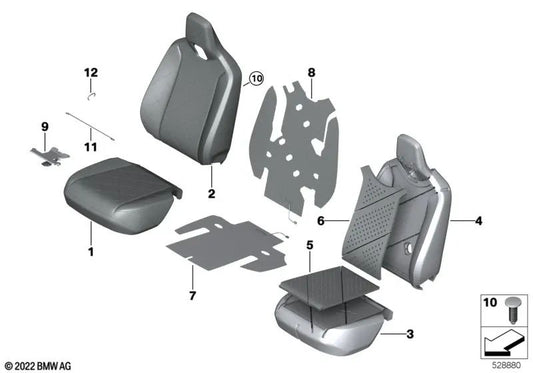 Left audio backrest foam piece for BMW i I20 (OEM 52109889995). Original BMW
