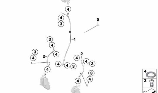 Latiguillo de freno delantero OEM 34327694302 para BMW Motorrad R1200GS, R1200GS Adventure, R1200R, R1200RT, R nineT. Original BMW Motorrad.