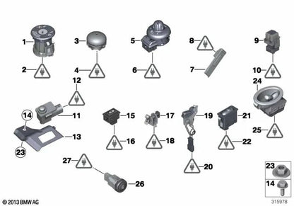 Suporte de interruptor para BMW Série 1 E81, E82, E87, E87N, E88, Série 3 E90, E90N, E91, E91N, E92, E92N, E93, E93N, X1 E84, MINI R55, R55N, R56, R56N, R57, R57N, R58, R59 (OEM 61316932791). BMW original