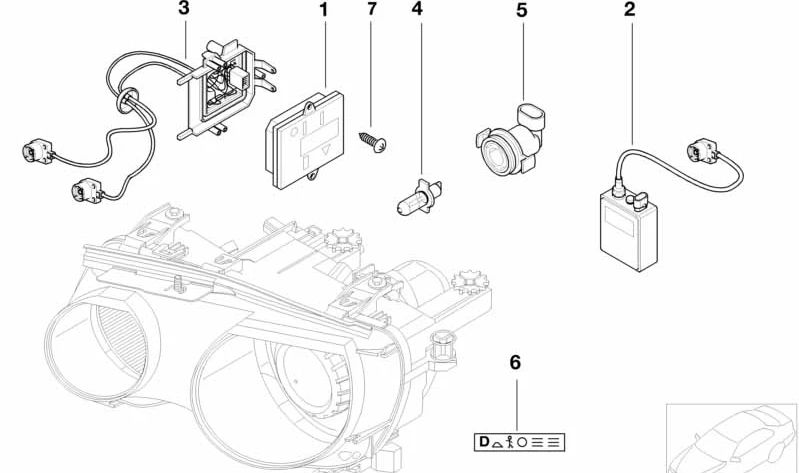Support de lampe pour Faro Xenón OEM 63126905323 pour BMW E46, E38. Pièce BMW originale.