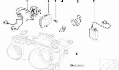 Support de lampe pour Faro Xenón OEM 63126905323 pour BMW E46, E38. Pièce BMW originale.