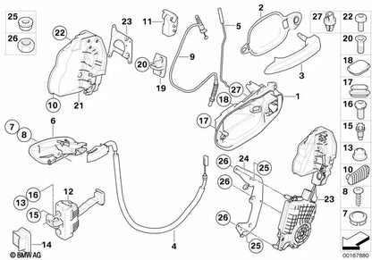 Varilla de accionamiento derecho OEM 51217008884 para BMW Serie 6 E63, E64, E63 LCI, E64 LCI. Original BMW.