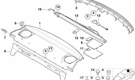 OEM del vassoio inferiore 51466955328 per BMW E46 {316CI, 318CI}. Colore beige leggero. BMW originale.