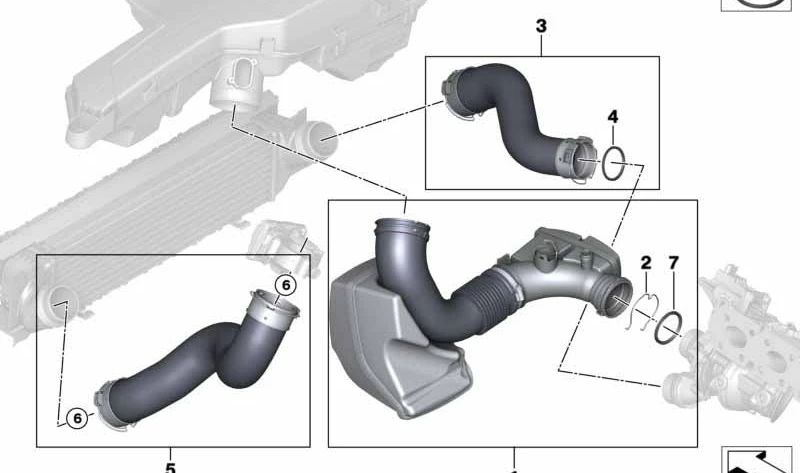Tubo de admisión de aire OEM 13717638455 para BMW F20, F21, F22, F23, F30, F31, F32, F36. Original BMW.
