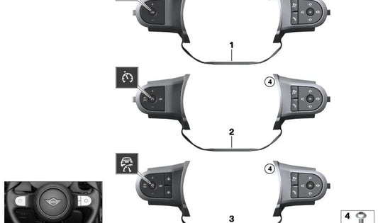 Interruptor volante multifuncional deportivo OEM 61315A3B137 para MINI F56 LCI, F55 LCI, Clubman F54 LCI, Cabrio F57 LCI, Countryman F60 LCI... y más. Original MINI.