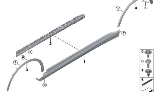 Cubierta lateral derecha imprimada OEM 51779478328 para BMW G07. Original BMW.