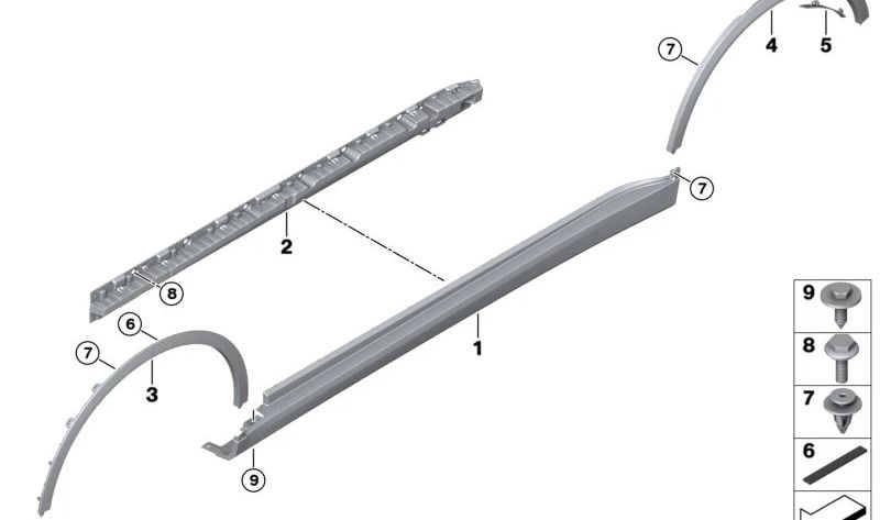 Cubierta embellecedor lateral izquierda imprimada OEM 51779478327 para BMW X7 G07, G07N. Repuesto original BMW.