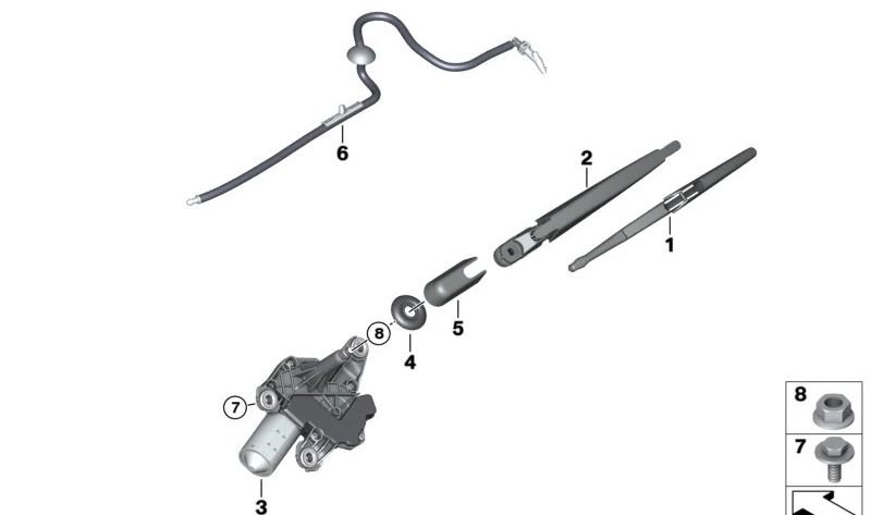 Brazo limpiaparabrisas trasero OEM 61627306460 para BMW i3 (I01, I01N). Original BMW.
