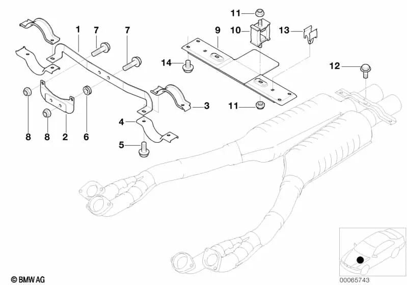 Abrazadera de tubo para BMW Z8 E52 (OEM 18307831025). Original BMW