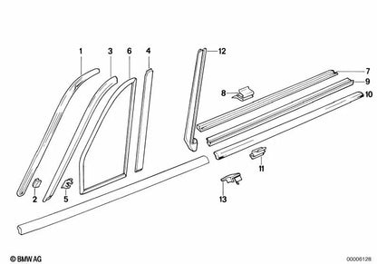 Moldura de Canaleta de Lluvia Izquierda para BMW Serie 3 E30 (OEM 51131932807). Original BMW