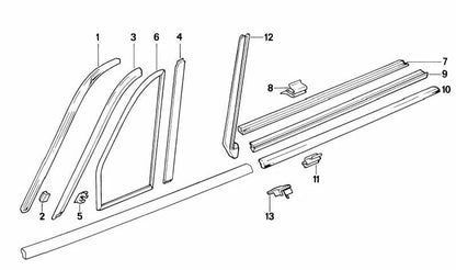Moldura superior derecha OEM 51321922774 para BMW E30 {318i, 320i} modelos con motor M40 y M20, cambio manual y automático. Original BMW.