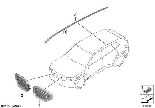 Left roof moulding for BMW XM G09 (OEM 51139447357). Original BMW.