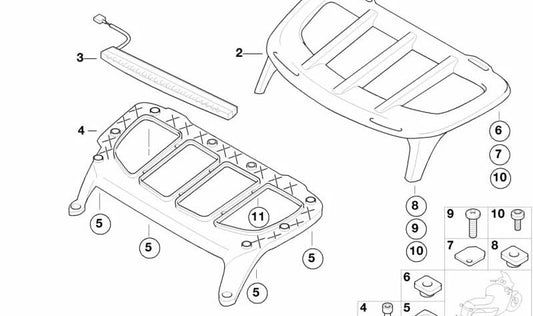 Pieza distanciadora trasera izquierda OEM 52537655295 para BMW Motorrad K1200RS, K1200LT. Original BMW Motorrad.