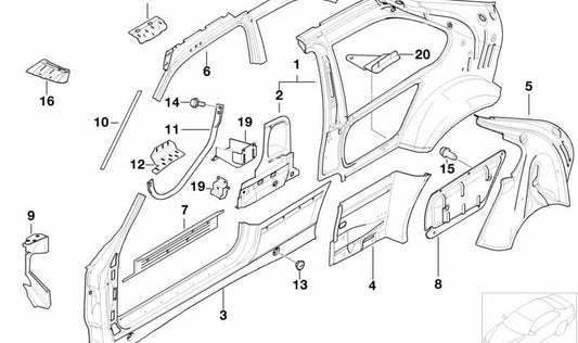 Left Windshield Channel Joining Bracket OEM 41218119799 for BMW E36. Original BMW.